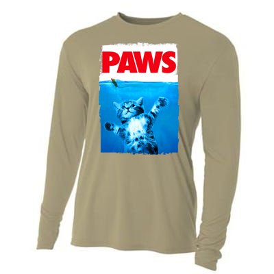 Paws Cat And Mouse Top, Cute Funny Cat Lover Parody Top Cooling Performance Long Sleeve Crew