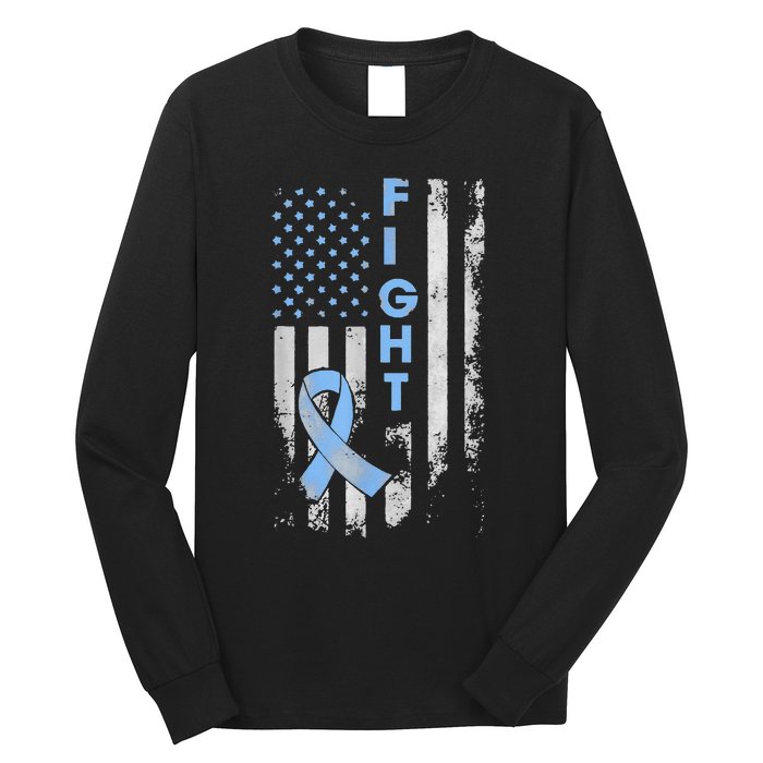 Prostate Cancer Awareness Fight American Flag Gifts Long Sleeve Shirt