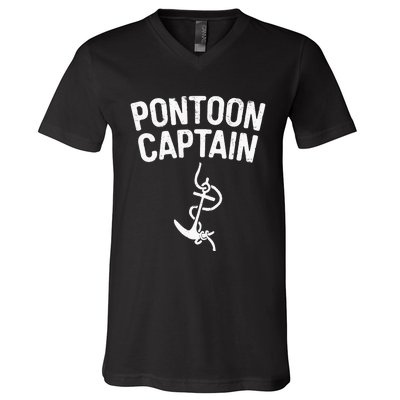 Pontoon Captain Anchor Captain Skipper V-Neck T-Shirt