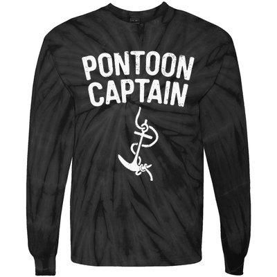 Pontoon Captain Anchor Captain Skipper Tie-Dye Long Sleeve Shirt