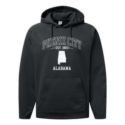 Phenix City Alabama Al Vintage Throwback Performance Fleece Hoodie