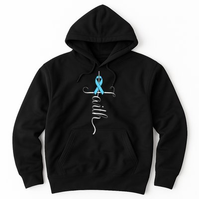 Prostate Cancer Awareness Light Blue Ribbon Faith Survivor Hoodie