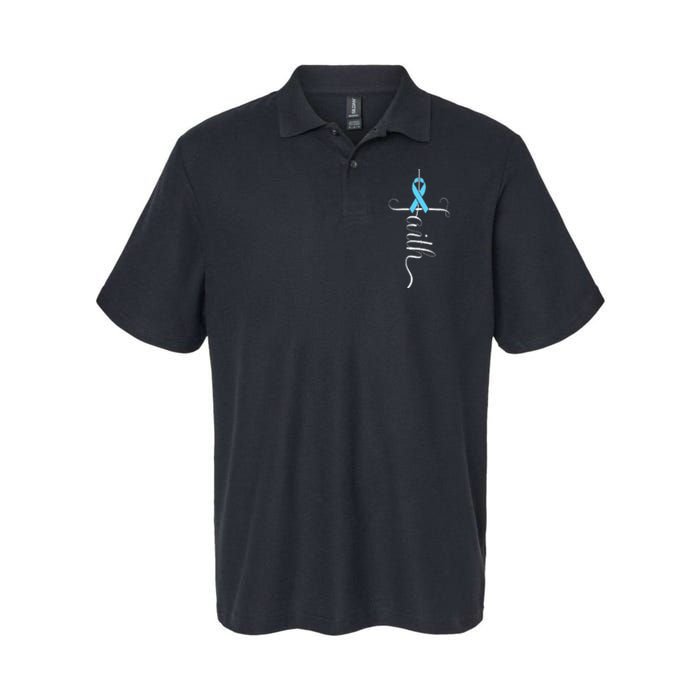 Prostate Cancer Awareness Light Blue Ribbon Faith Survivor Softstyle Adult Sport Polo