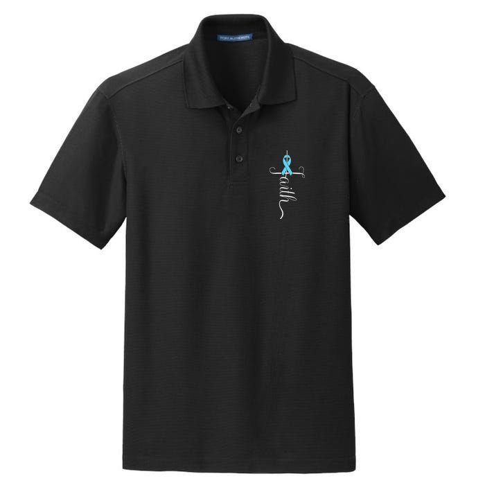 Prostate Cancer Awareness Light Blue Ribbon Faith Survivor Dry Zone Grid Polo