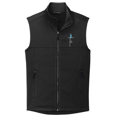 Prostate Cancer Awareness Light Blue Ribbon Faith Survivor Collective Smooth Fleece Vest