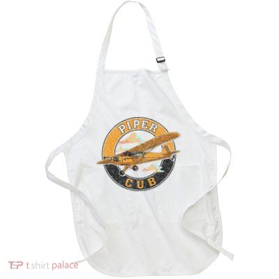 Piper Cub Aircraft Air Flight Plane Air Space Enthusiast Full-Length Apron With Pockets