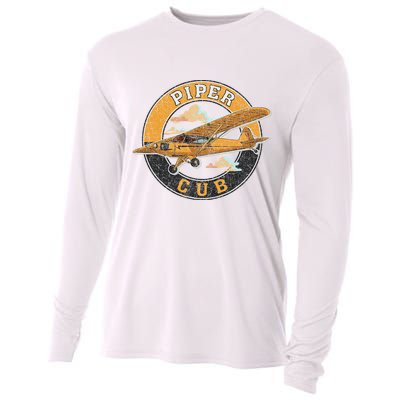 Piper Cub Aircraft Air Flight Plane Air Space Enthusiast Cooling Performance Long Sleeve Crew