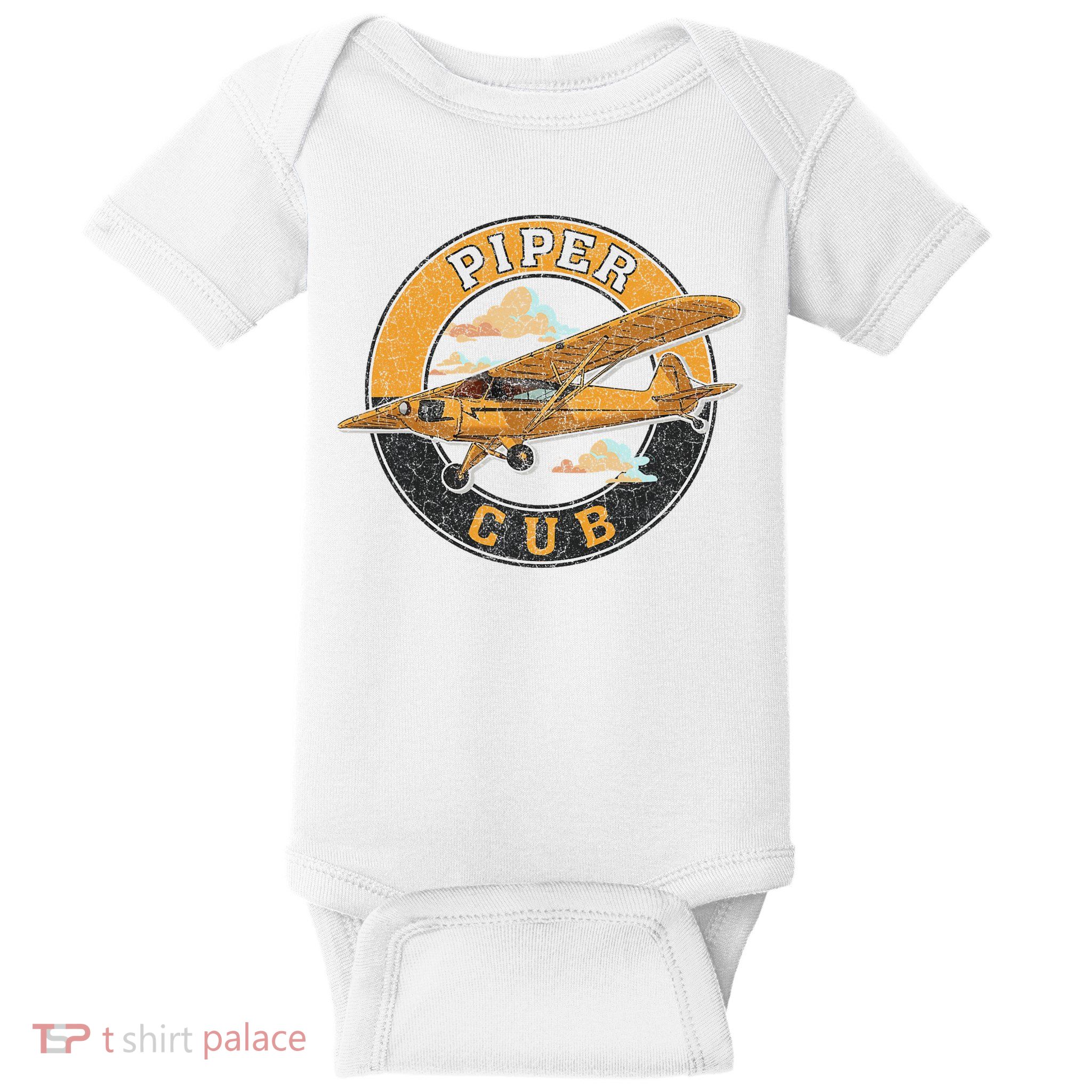 Piper Cub Aircraft Air Flight Plane Air Space Enthusiast Baby Bodysuit