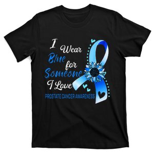 Prostate Cancer Awareness I Wear Blue Sunflower Ribbon T-Shirt