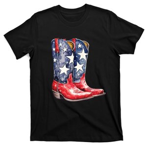 Cowboy Boots USA Flag Western Boot American Cowgirl T-Shirt