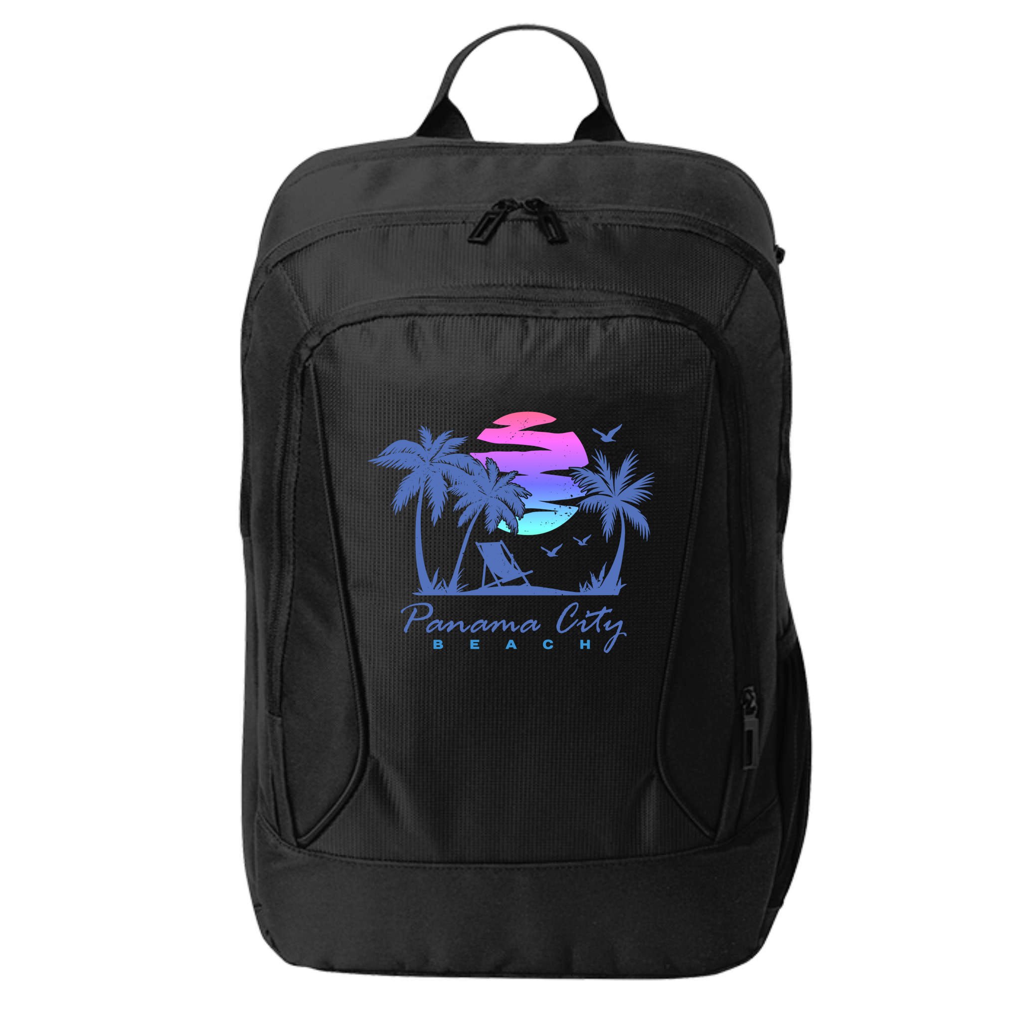 Panama City Beach Florida Vacation Trip Retro Vintage Sunset Gift City Backpack