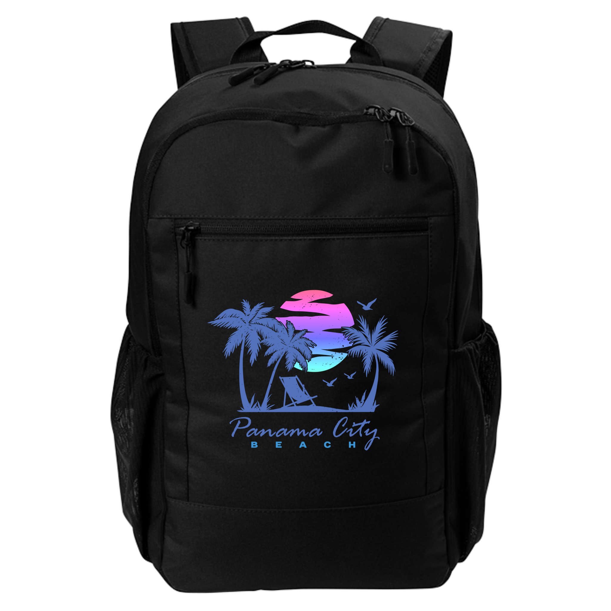 Panama City Beach Florida Vacation Trip Retro Vintage Sunset Gift Backpack