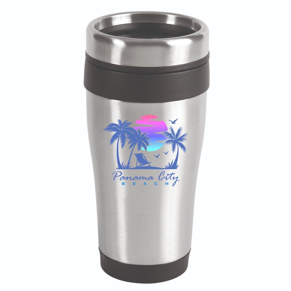 Panama City Beach Florida Vacation Trip Retro Vintage Sunset Gift 16oz Travel Tumbler