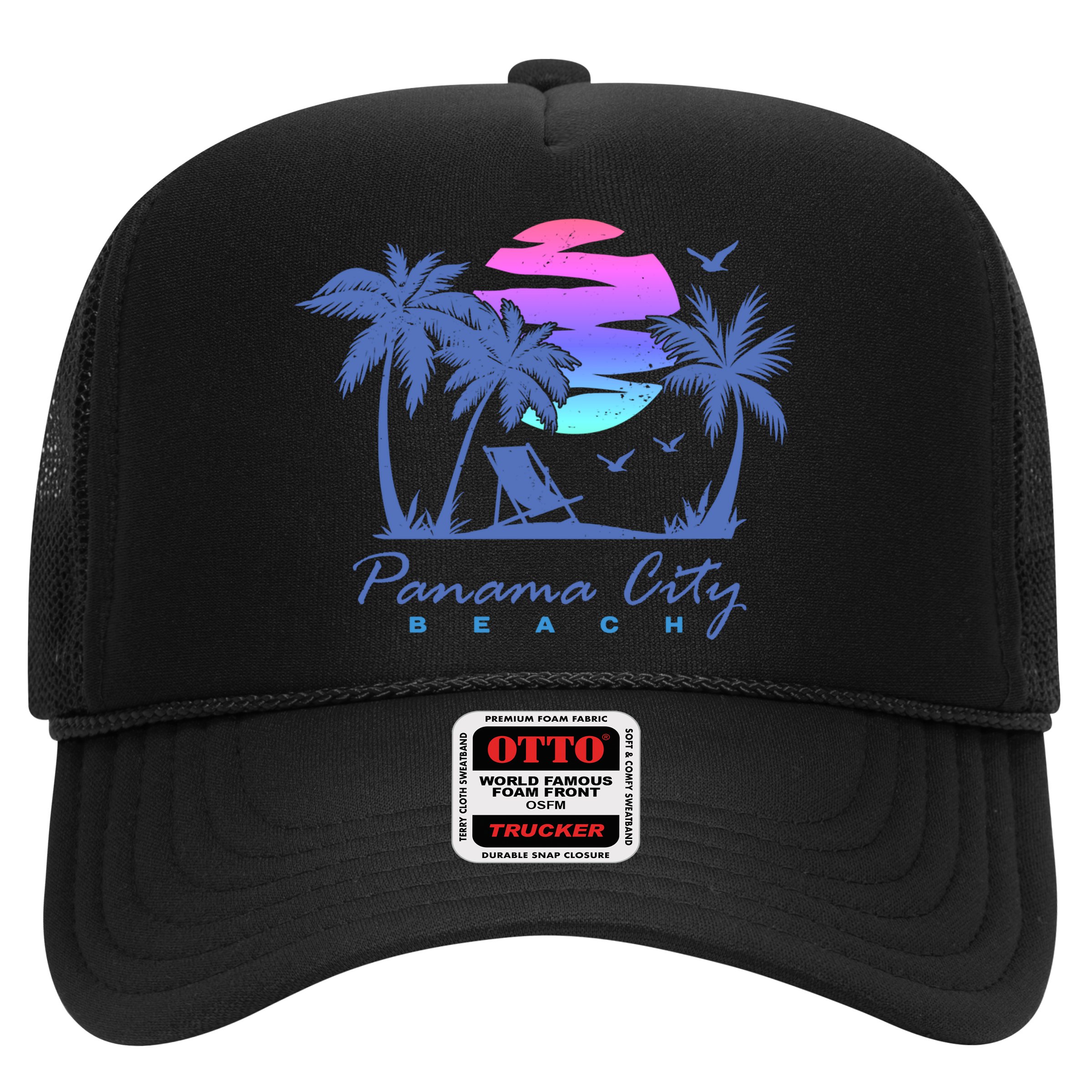 Panama City Beach Florida Vacation Trip Retro Vintage Sunset Gift Hat