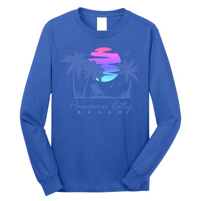 Panama City Beach Florida Vacation Trip Retro Vintage Sunset Gift Long Sleeve Shirt