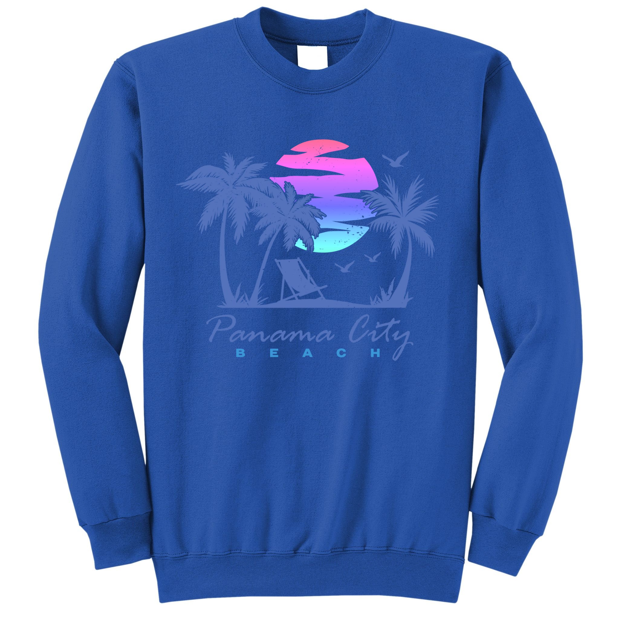Panama City Beach Florida Vacation Trip Retro Vintage Sunset Gift Sweatshirt