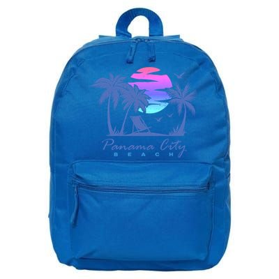 Panama City Beach Florida Vacation Trip Retro Vintage Sunset Gift 16 in Basic Backpack