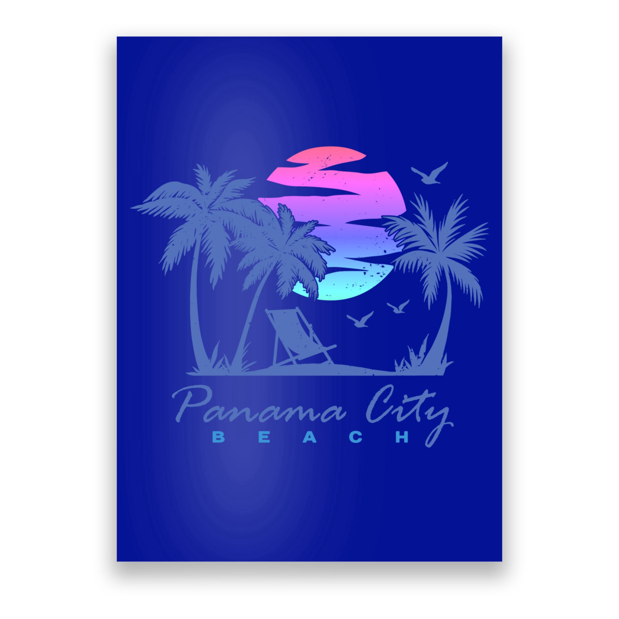 Panama City Beach Florida Vacation Trip Retro Vintage Sunset Gift Poster