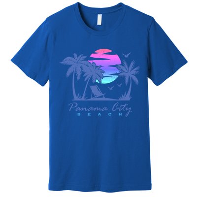 Panama City Beach Florida Vacation Trip Retro Vintage Sunset Gift Premium T-Shirt