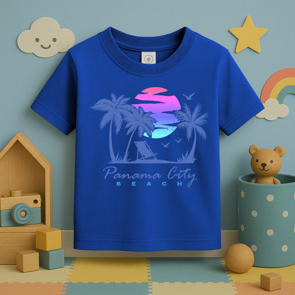 Panama City Beach Florida Vacation Trip Retro Vintage Sunset Gift Toddler T-Shirt