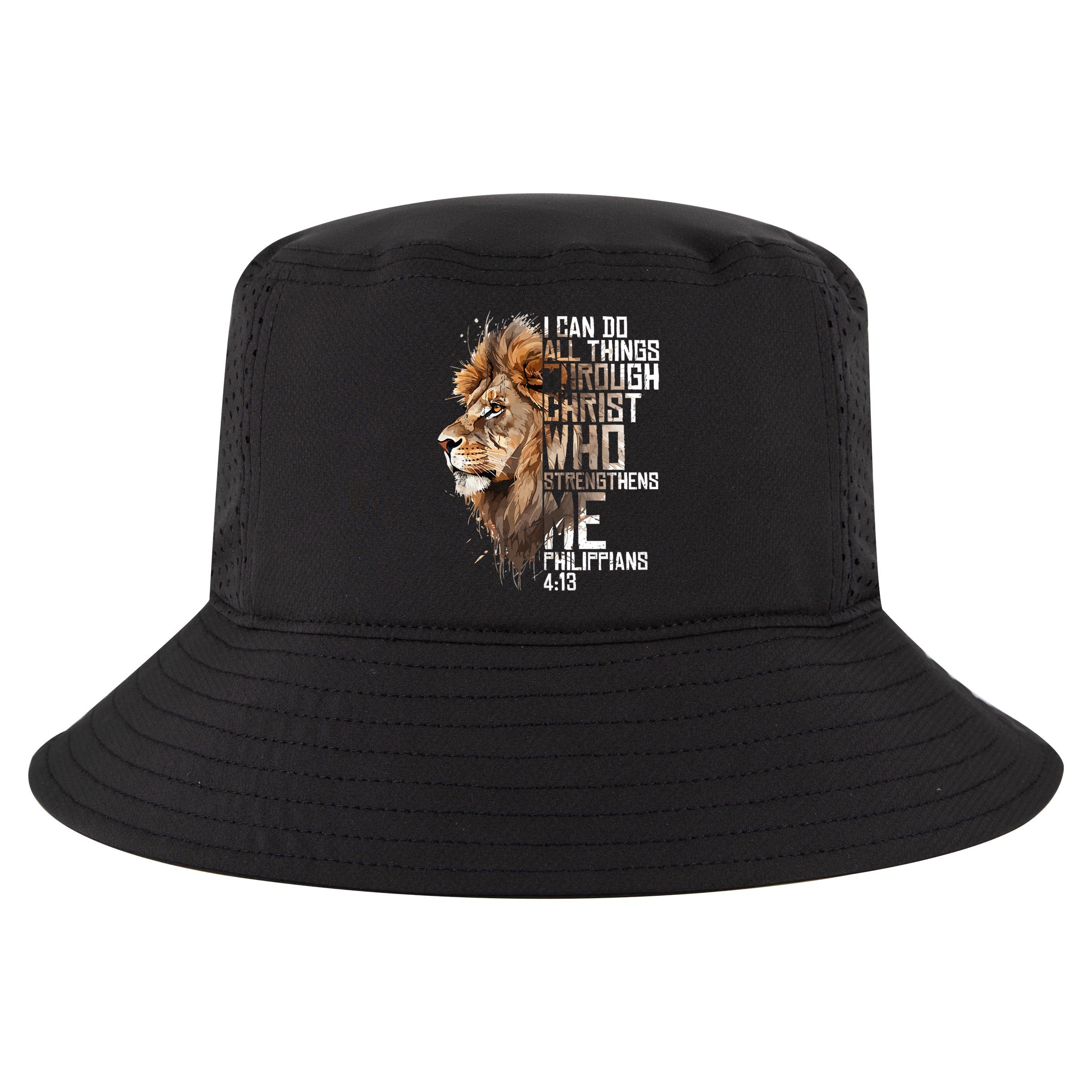 Philippians Christian Bible Verse Funny Lion Graphic Novelty Cool Comfort Performance Bucket Hat