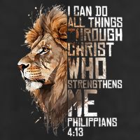 Philippians Christian Bible Verse Funny Lion Graphic Novelty 7 Panel Mesh Trucker Snapback Hat