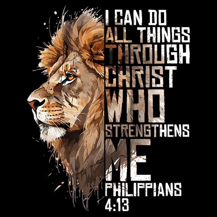 Philippians Christian Bible Verse Funny Lion Graphic Novelty Cooling Performance Crew T-Shirt