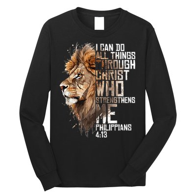 Philippians Christian Bible Verse Funny Lion Graphic Novelty Long Sleeve Shirt