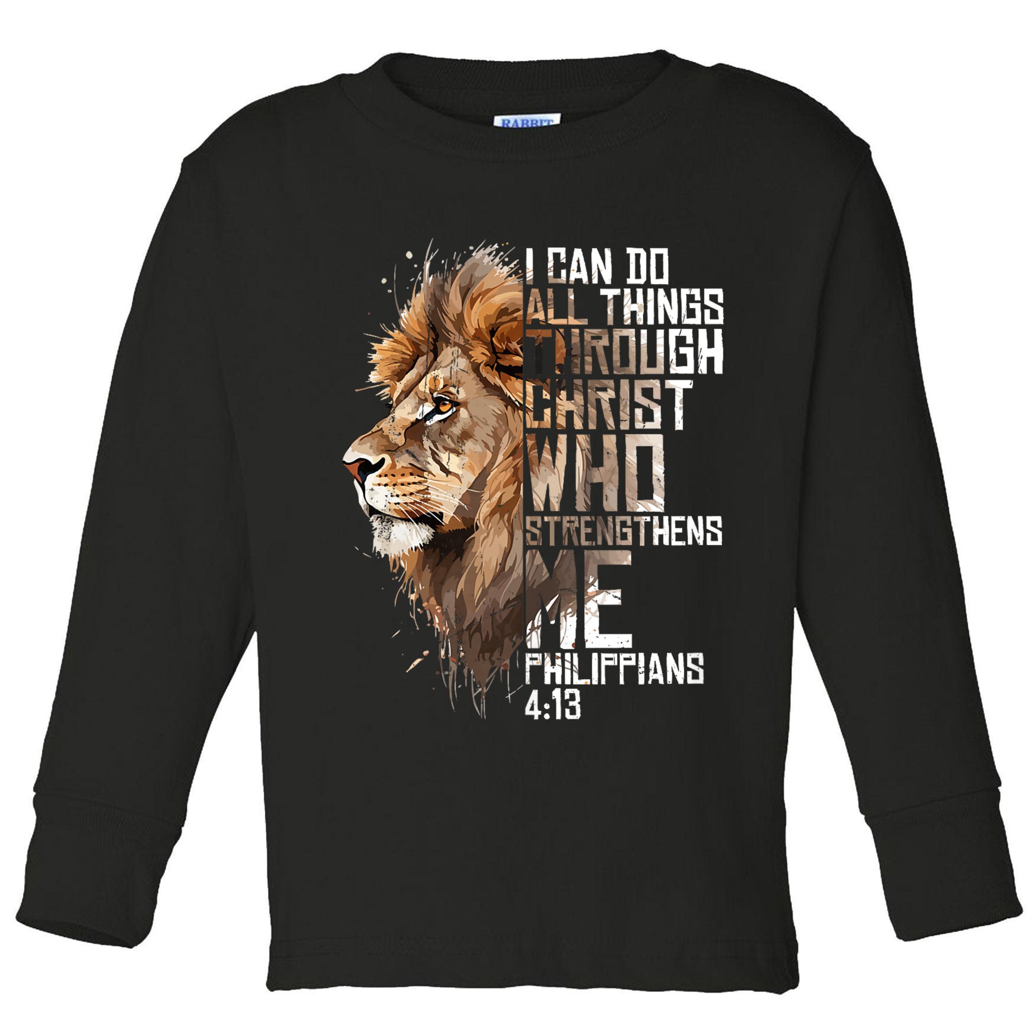 Philippians Christian Bible Verse Funny Lion Graphic Novelty Toddler Long Sleeve Shirt