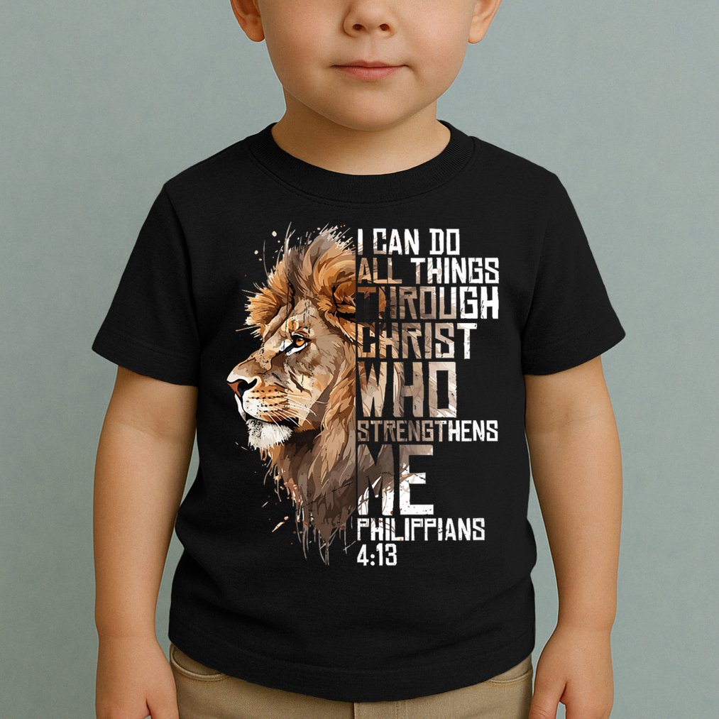 Philippians Christian Bible Verse Funny Lion Graphic Novelty Toddler T-Shirt