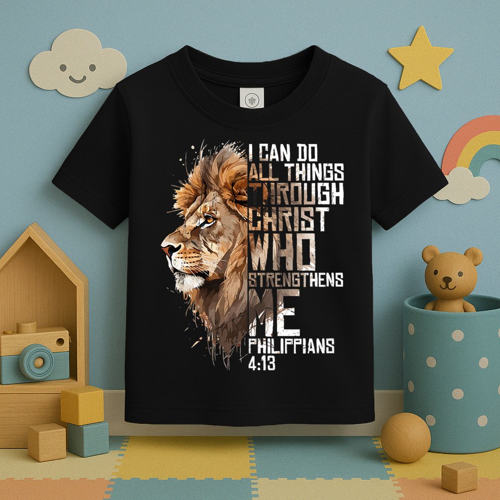 Philippians Christian Bible Verse Funny Lion Graphic Novelty Toddler T-Shirt