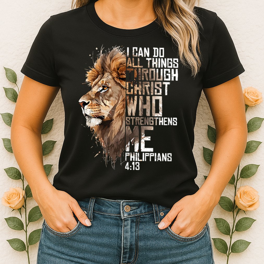 Philippians Christian Bible Verse Funny Lion Graphic Novelty Womens T-Shirt