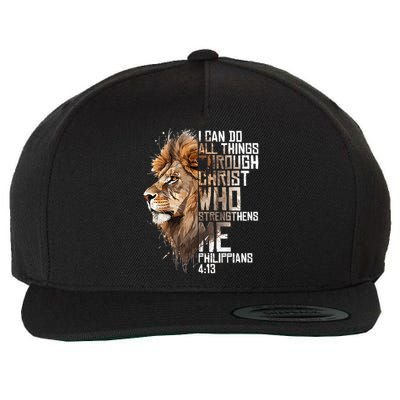 Philippians Christian Bible Verse Funny Lion Graphic Novelty Wool Snapback Cap