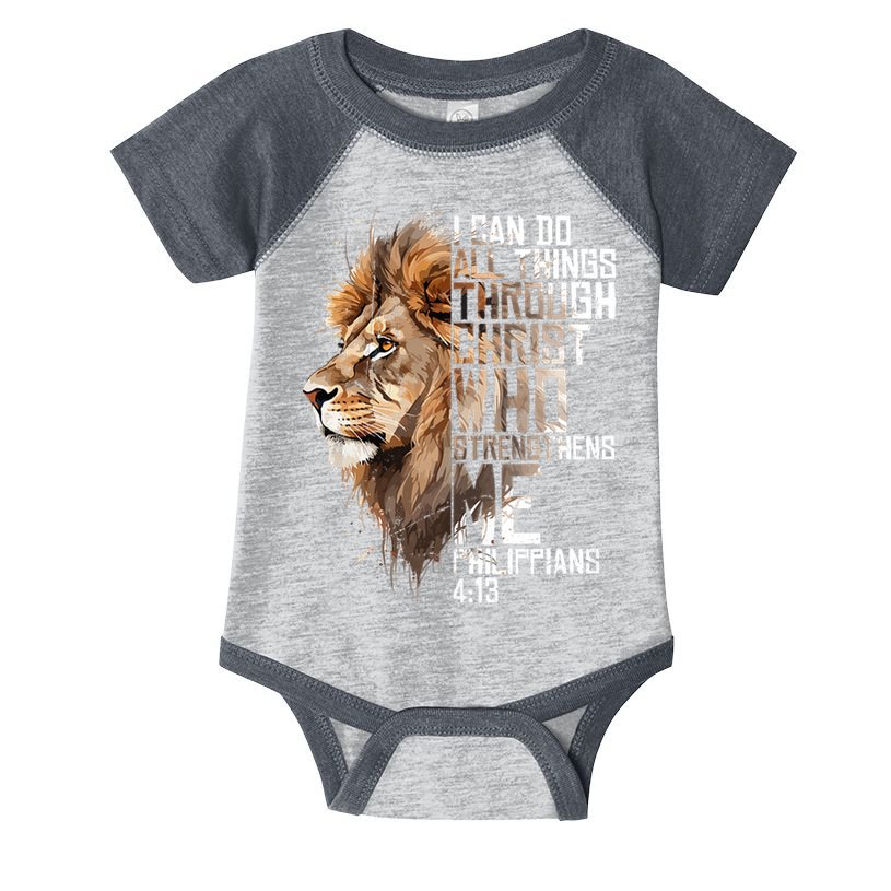 Philippians Christian Bible Verse Funny Lion Graphic Novelty Infant Baby Jersey Bodysuit