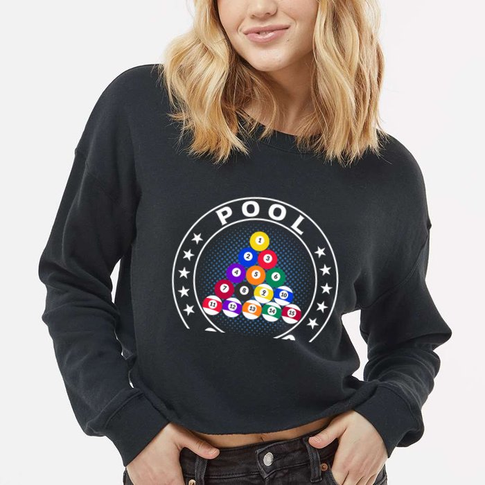 Pool Champ Billiards Pool Player Fun Cropped Pullover Crew