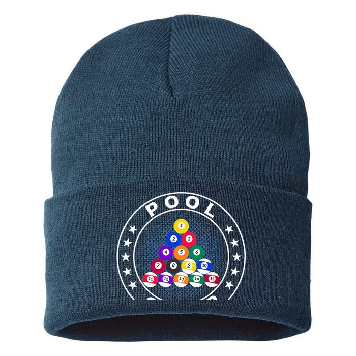 Pool Champ Billiards Pool Player Fun Sustainable Knit Beanie
