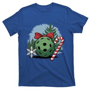 Pickleball Christmas Bow Tree Festive Winter Snowflake Cute Gift T-Shirt