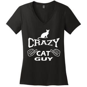 Pet Cat Breed Crazy Guy Gift Idea Feline Lover Women's V-Neck T-Shirt