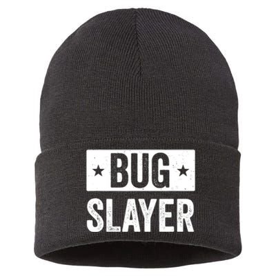 Pest Control Bug Exterminator Bug Slayer Funny Sustainable Knit Beanie