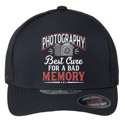 Photography Cure Bad Memory Camera Photographer Gift Flexfit Unipanel Trucker Cap