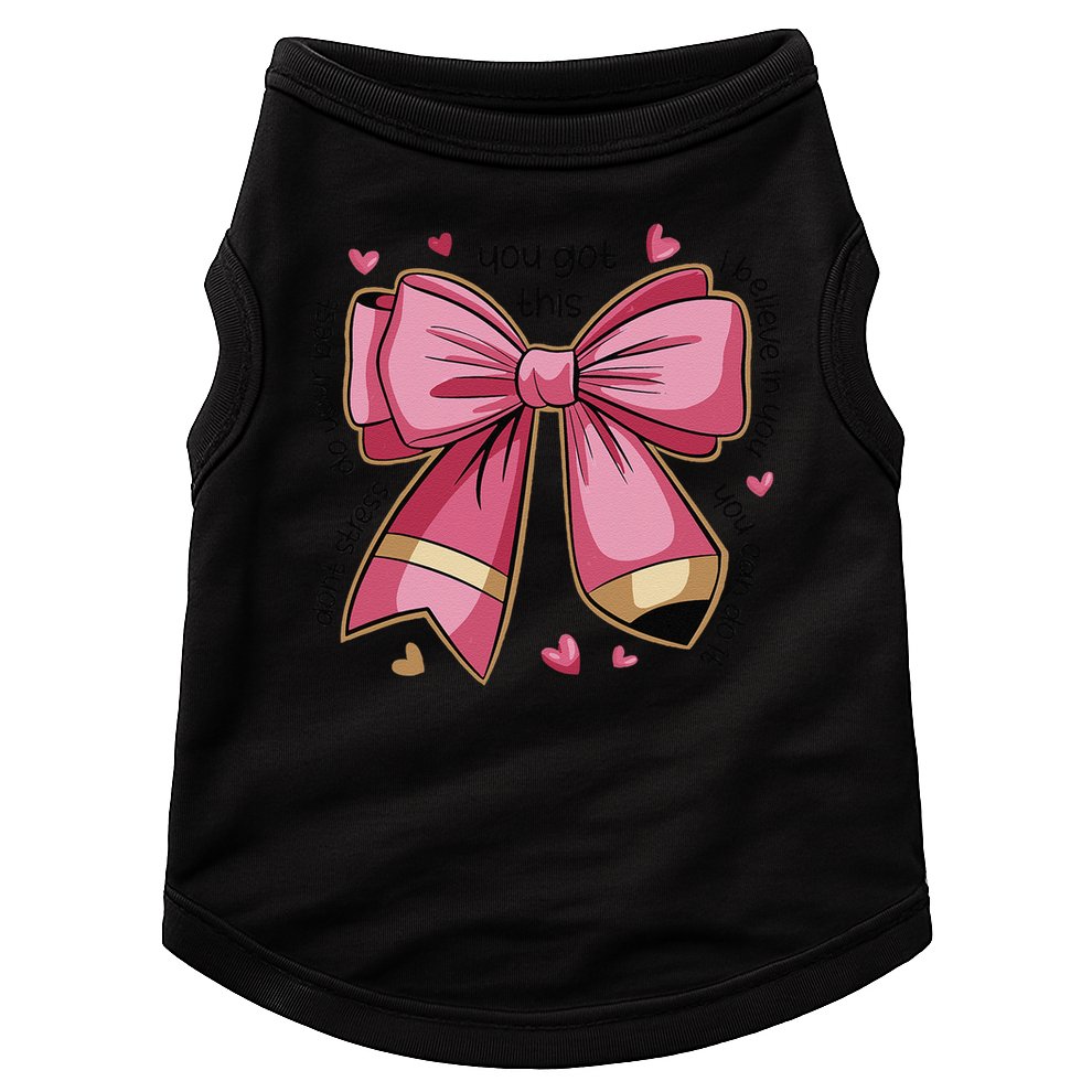 Pencil Coquette Bow Test Day Teacher Motivational Testing Doggie Tank