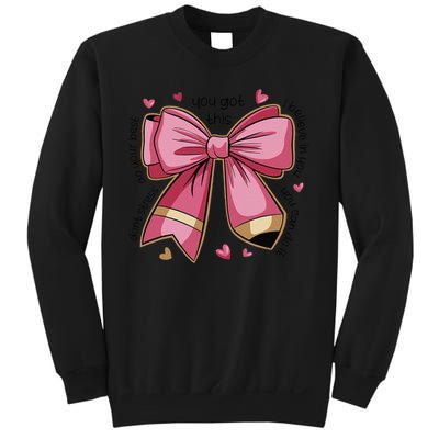 Pencil Coquette Bow Test Day Teacher Motivational Testing Sweatshirt