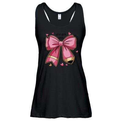 Pencil Coquette Bow Test Day Teacher Motivational Testing Ladies Essential Flowy Tank