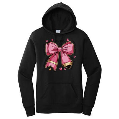 Pencil Coquette Bow Test Day Teacher Motivational Testing Women's Pullover Hoodie