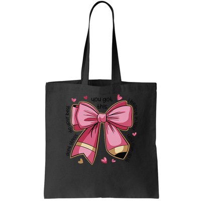 Pencil Coquette Bow Test Day Teacher Motivational Testing Bag