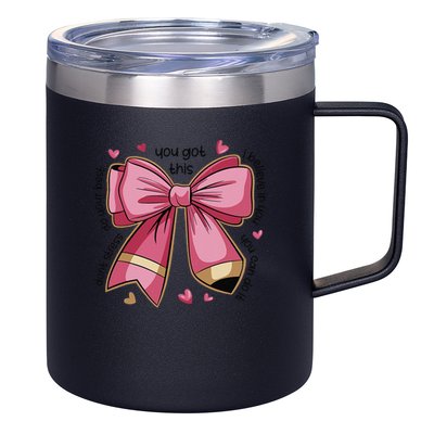 Pencil Coquette Bow Test Day Teacher Motivational Testing 12oz Stainless Steel Coffee Mug