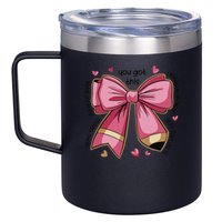 Pencil Coquette Bow Test Day Teacher Motivational Testing 12oz Stainless Steel Coffee Mug