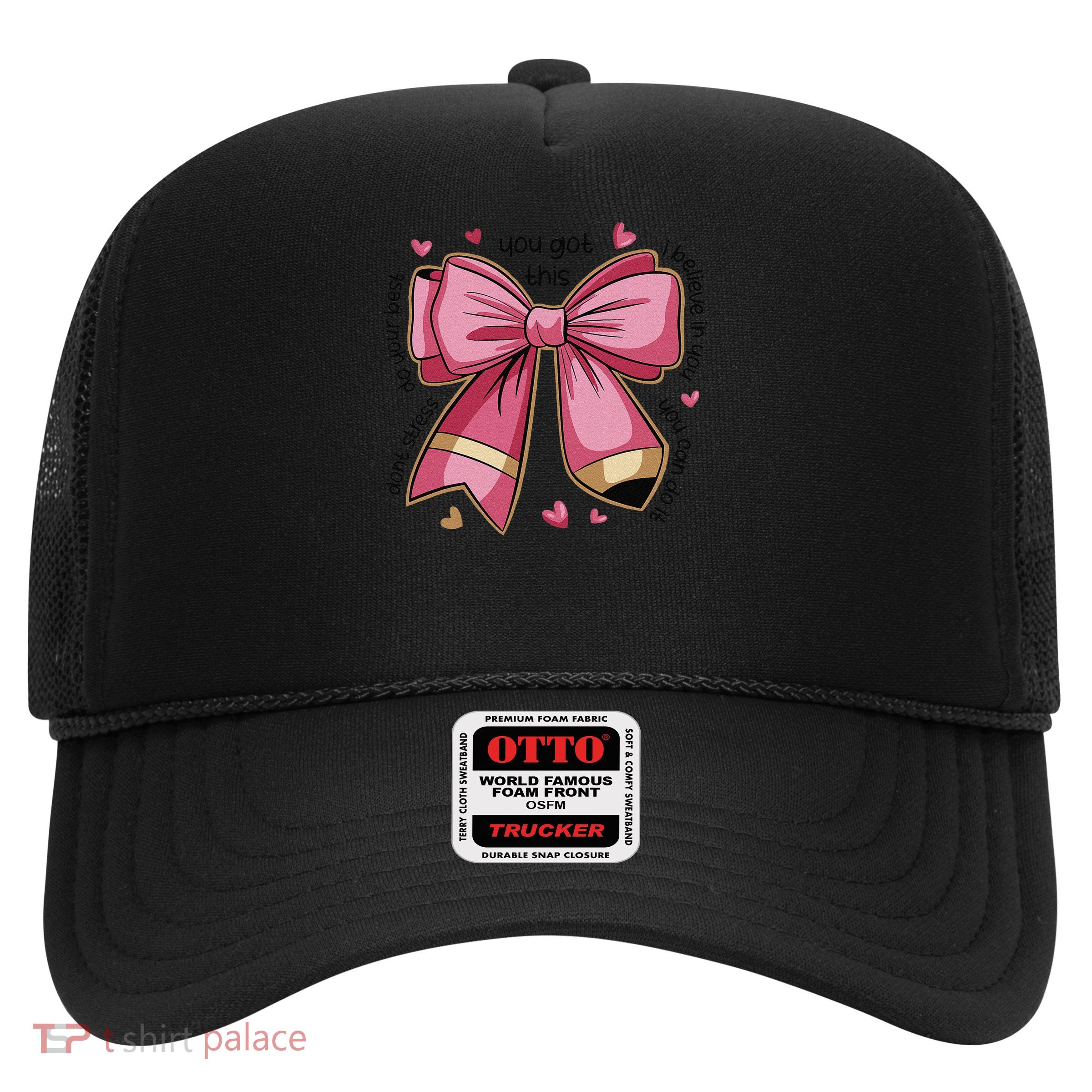 Pencil Coquette Bow Test Day Teacher Motivational Testing Trucker Hat