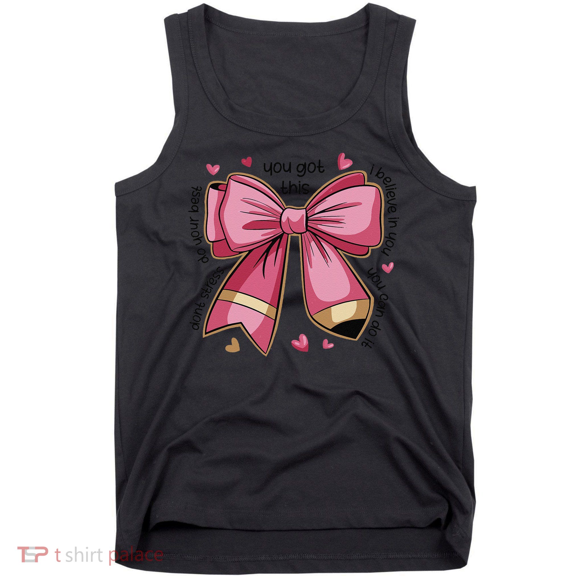 Pencil Coquette Bow Test Day Teacher Motivational Testing Tank Top
