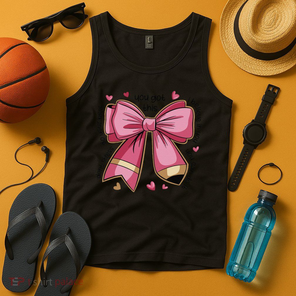Pencil Coquette Bow Test Day Teacher Motivational Testing Tank Top